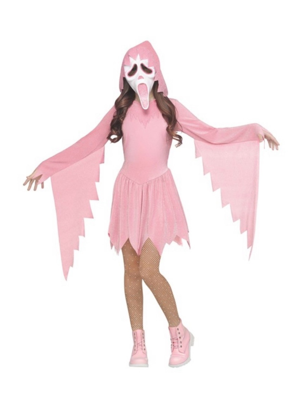 🩷 Pink ghost face costume glitter Halloween cosplay girls kids